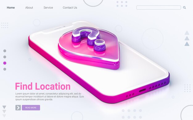 携帯電話の場所の疑問符記号分離された白い背景3dレンダリングコンセプトwebバナー
