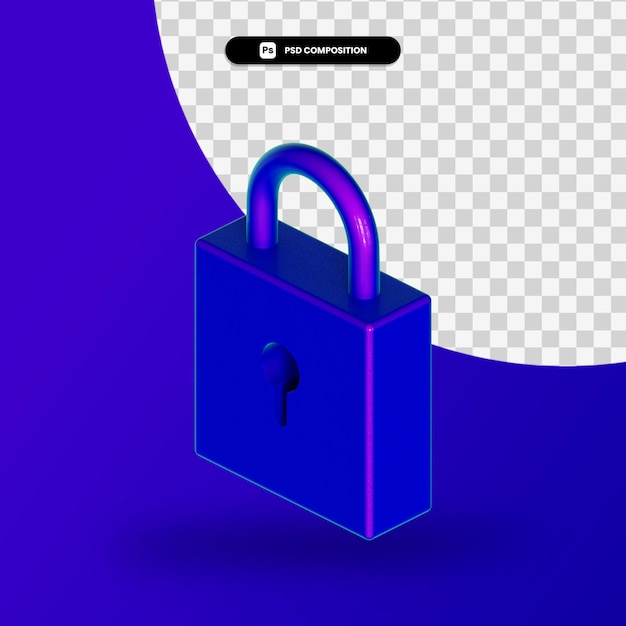 Lock 3d render illustration isolated