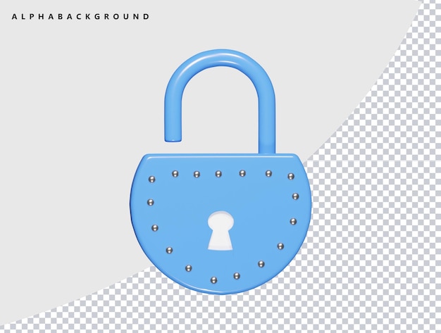 PSD lock icon 3d render illustration