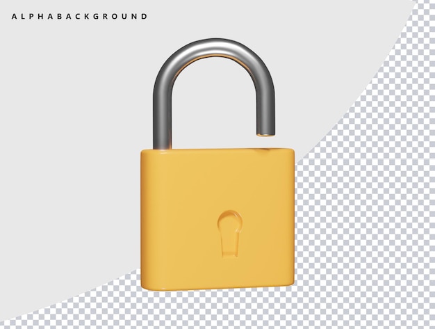 Lock icon 3d render illustration