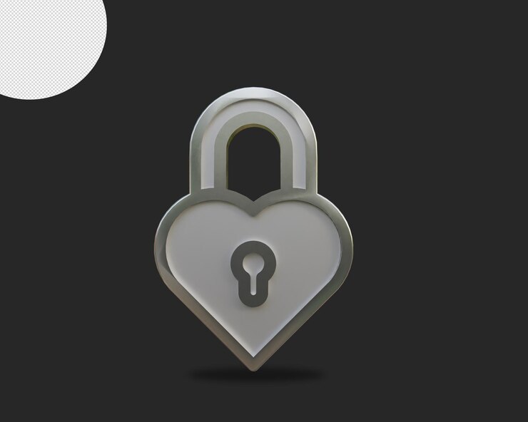 PSD lock icon 3d rendering