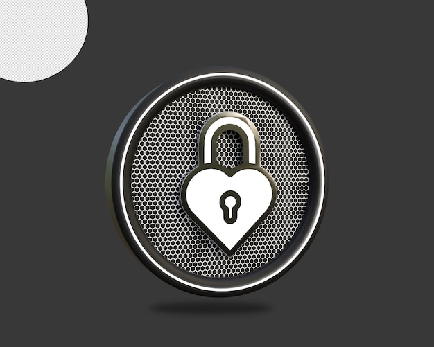 PSD lock icon 3d rendering