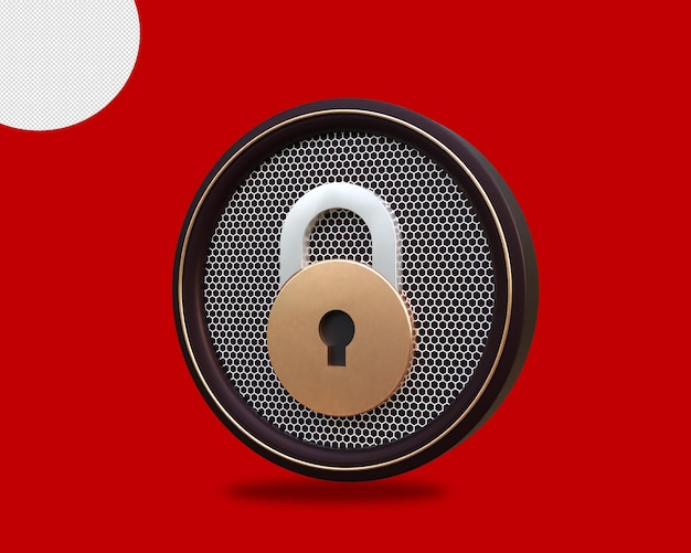 Lock icon 3d rendering