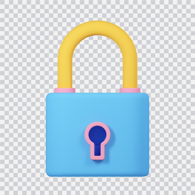 Lock icon isolated on white 3d rendered image