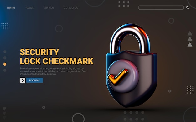 lock icon with check mark badge on dark background 3d render concept for cyber safety protection