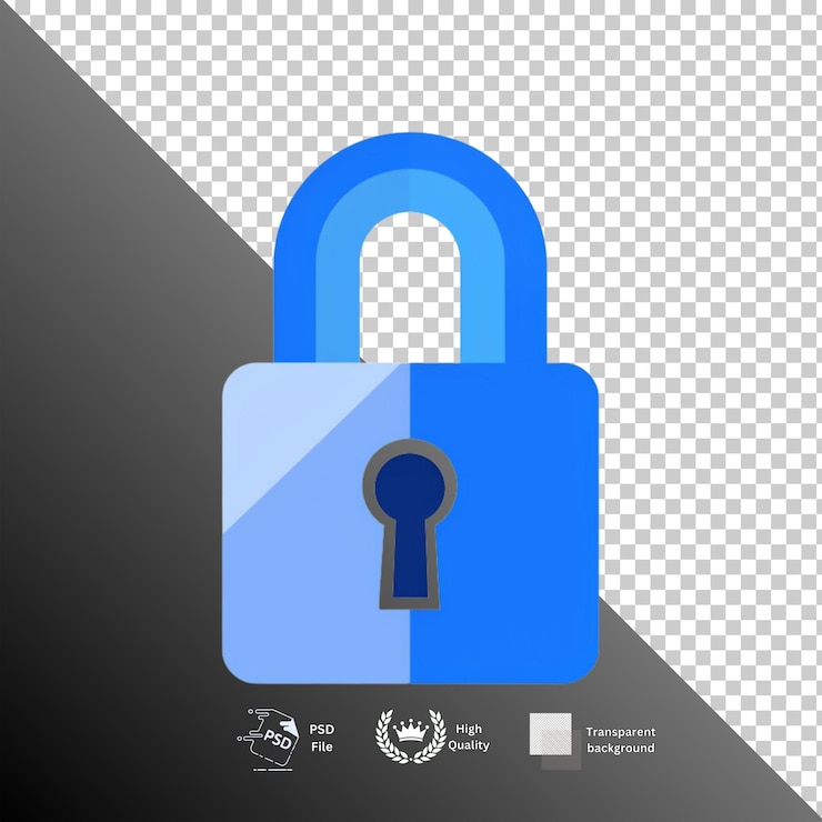 PSD lock isolated on transparent background