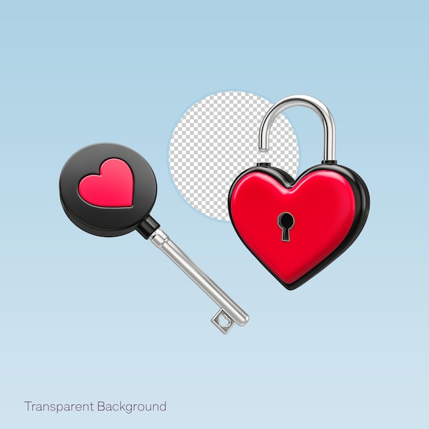 PSD lock key heart icon