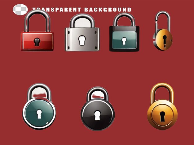 PSD lock on white background protection concept security