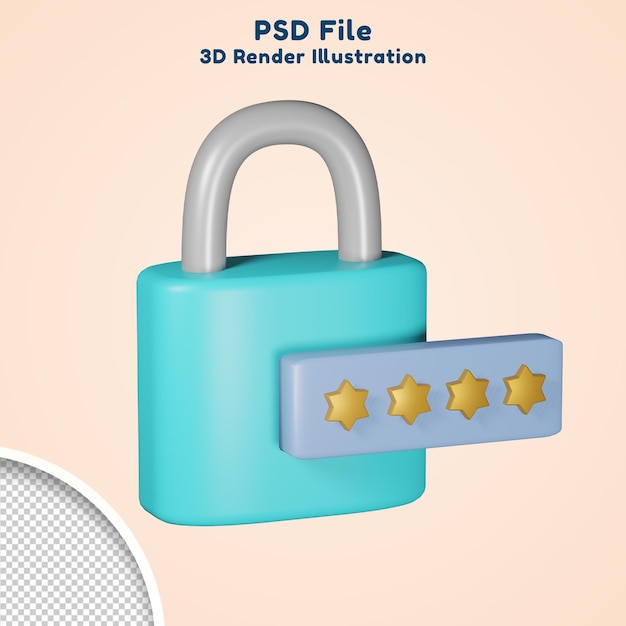 lock with password digital security isolated 3d render illustration