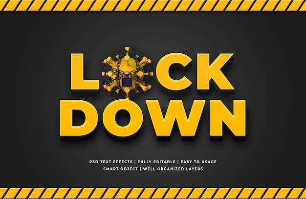 PSD lockdown corona virus 3d text style effect