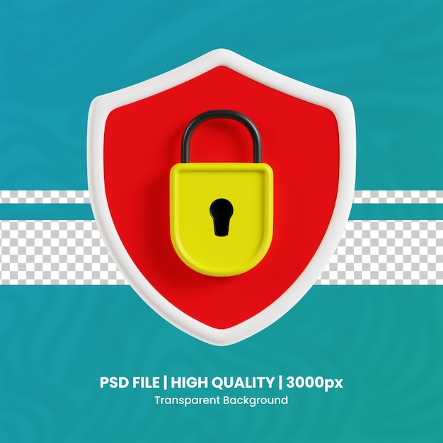 PSD locked 3d high quality render protection and security transparent background