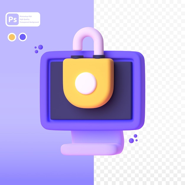 Locked screen in 3d render for graphic asset web presentation or other