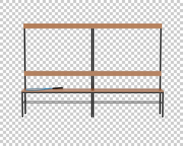 透明な背景の3dレンダリングイラストのロッカールームベンチ