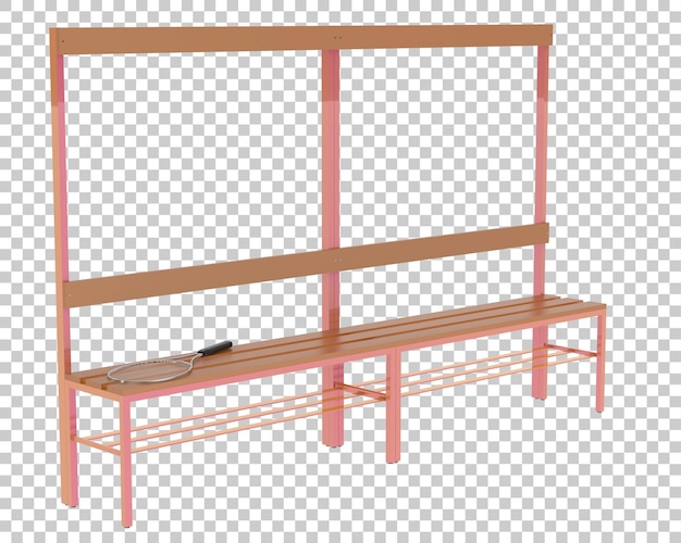 Locker room bench on transparent background 3d rendering illustration