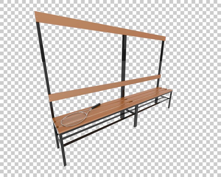PSD locker room bench on transparent background 3d rendering illustration