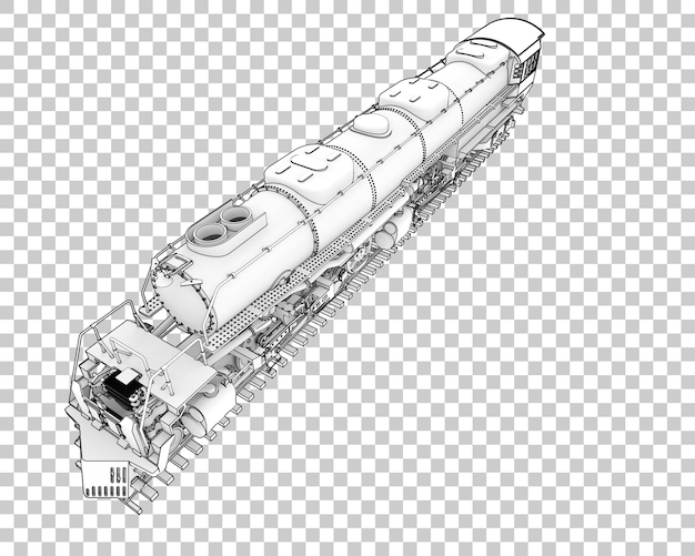 PSD 透明な背景の機関車3dレンダリングイラスト