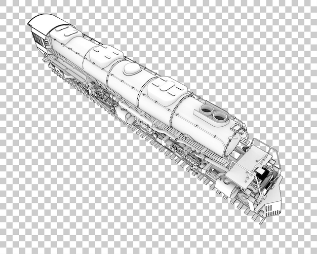 PSD 透明な背景の機関車3dレンダリングイラスト