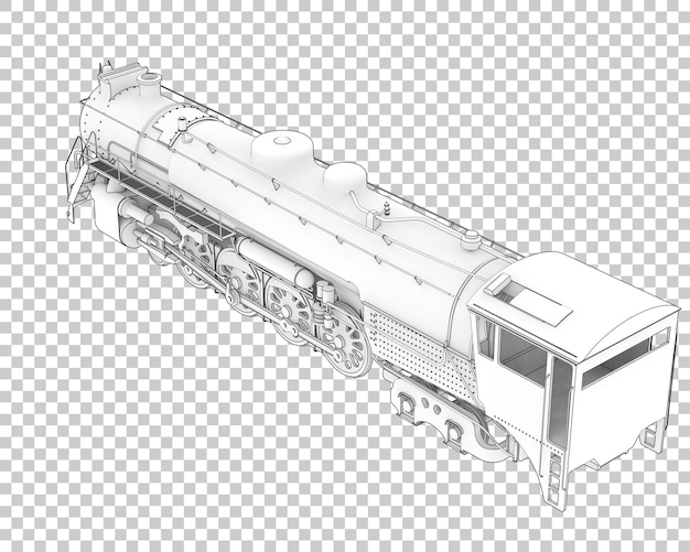 透明な背景の機関車3dレンダリングイラスト