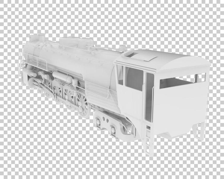 PSD locomotive on transparent background 3d rendering illustration