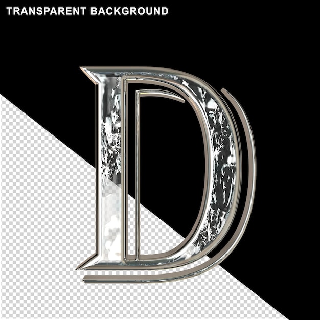 PSD lodowe litery w srebrnej ramce litera d