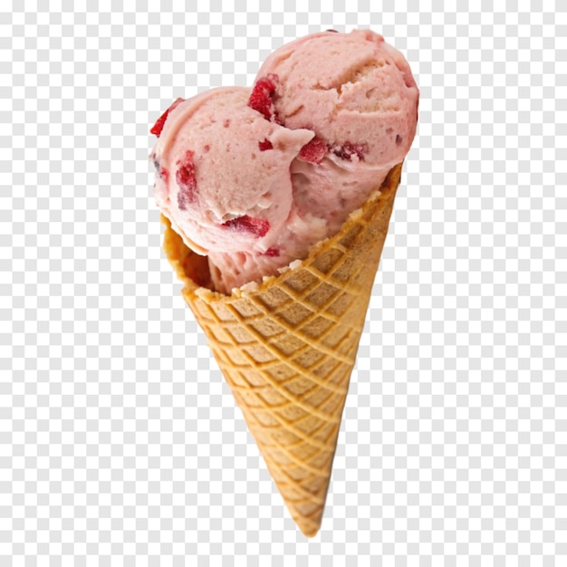 Lody z truskawek izolowane na przezroczystej białej tle b