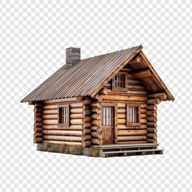 PSD log cabin house isolated on transparent background