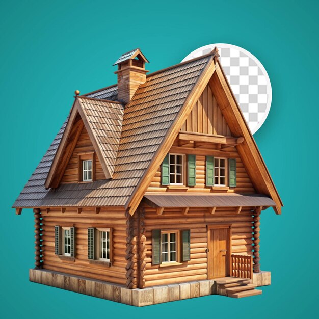 PSD log cabin house isolated on transparent background