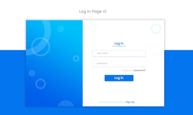 Log in page ui design template