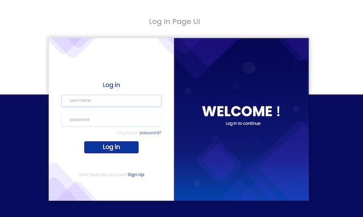 PSD log in page ui design template