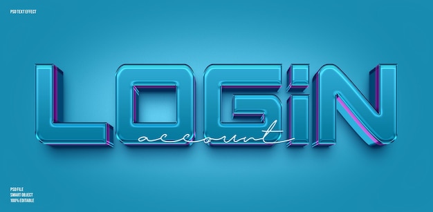 Login 3d editable text effect