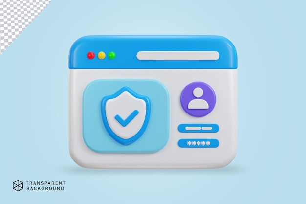 login and password safety verification user authorization web security concept 3d illustration icon