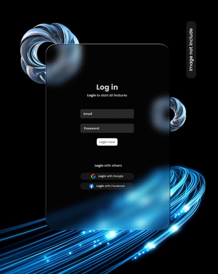 Login UI Gass Morphism Mockup
