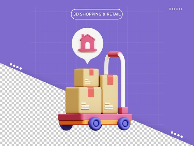 PSD logistic dolly 3d icon