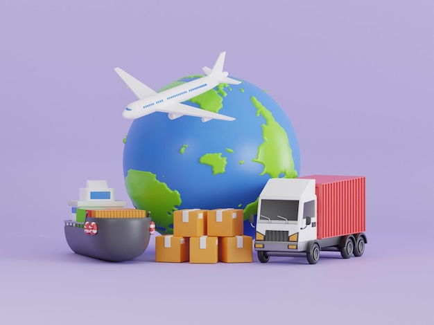 PSD logistiek systeem en transportdiensten naar worldwide wereldwijde logistiek internationale levering