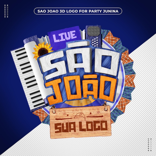 Логотип 3d live sao joao для festa junina