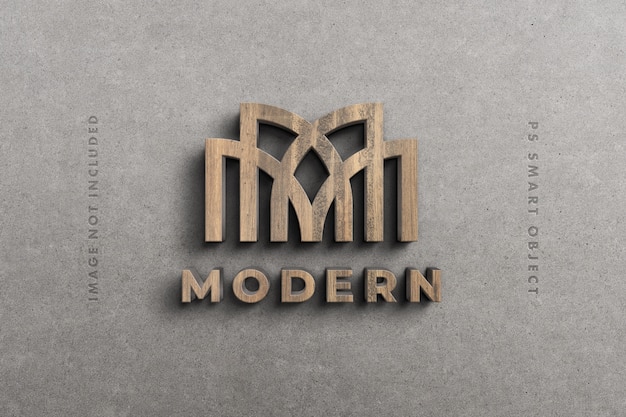 Logo 3d mockup in legno