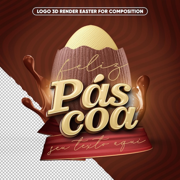 Logo 3d render buona pasqua il tuo testo qui