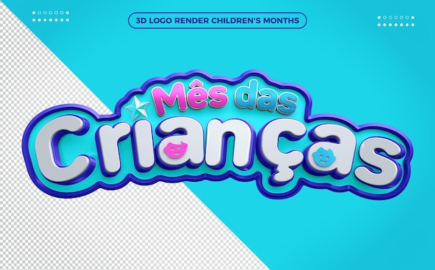 Logo 3d render Miesiąc dziecka jasnoniebieski z ciemnoniebieskim