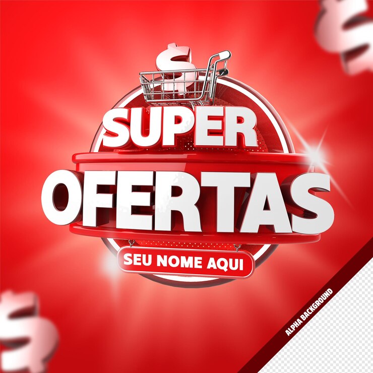 PSD logo 3d-rendering supertilbud redigerbar super ofertas vermelho editavel