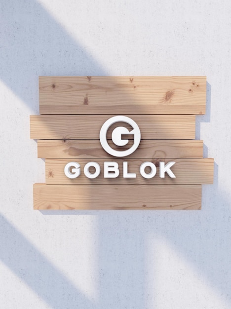 PSD logo 3d wooden plate mockup