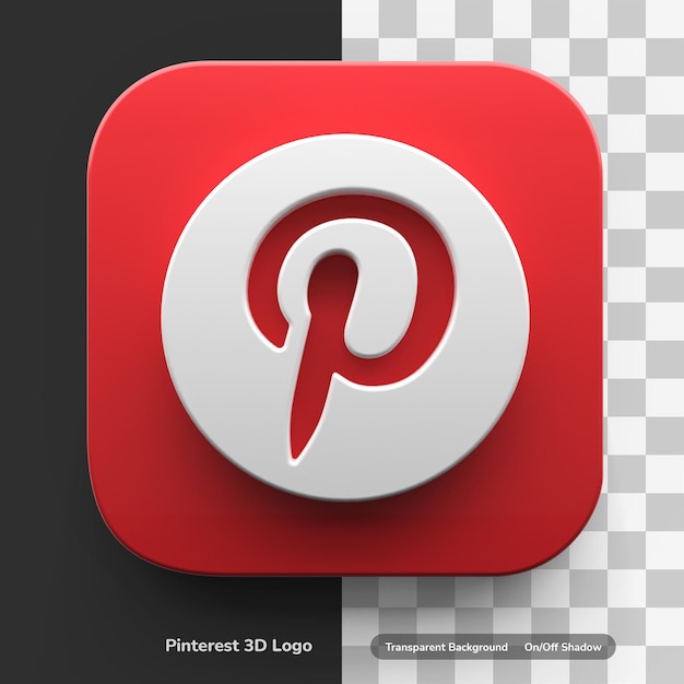 PSD logo aplikacji pinterest w dużym stylu 3d na białym tle
