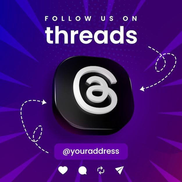 Logo aplikacji Threads śledź nas w wątkach