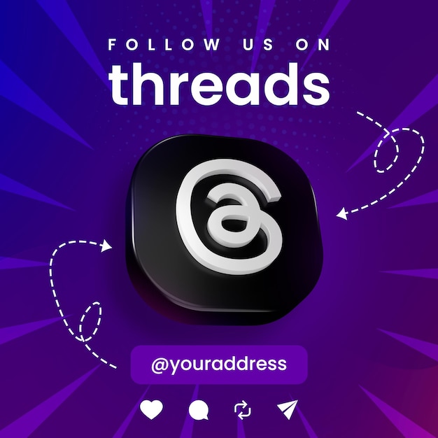 Logo aplikacji Threads śledź nas w wątkach