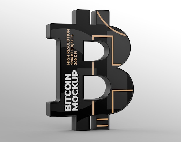 Логотип bitcoin mockup для брендинга и рекламных презентаций