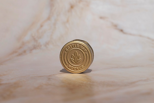 PSD logo on bottle cap mockup