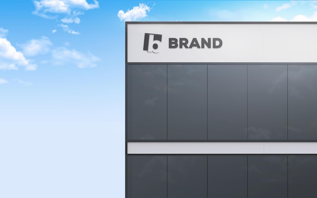 PSD logo on building mockup