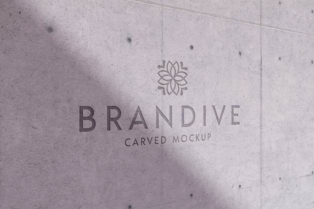 PSD logo on concrete wall mockup