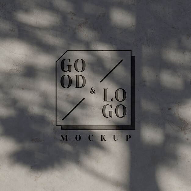 PSD logo on concrete wall mockup