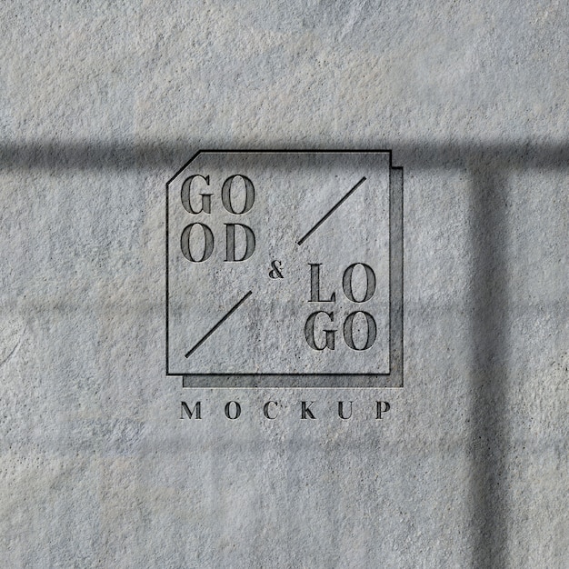 PSD logo on concrete wall mockup