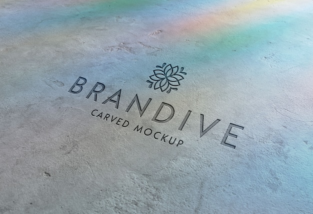 PSD logo on concrete wall mockup